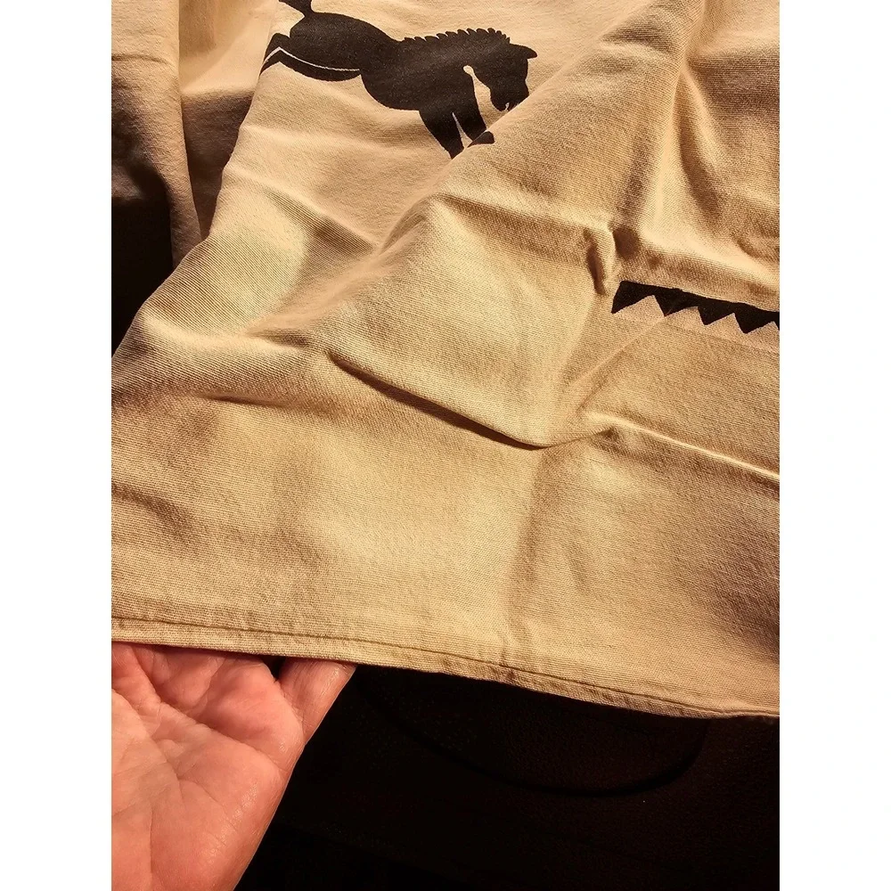 Western Horse Print Pillowcase Set Cream Tan Striped Equestrian Rustic Decor MM